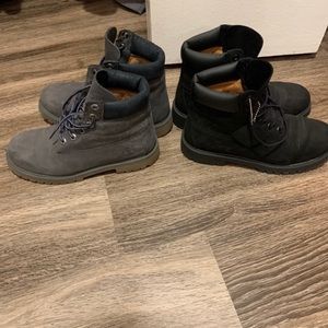 All black & all grey Timberlands kids 5/women’s 6